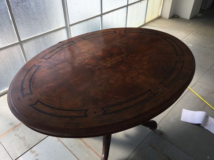 Antique oval table. Top is removable. 48"/122cm x 34"/87cm