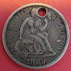 1889  American  Dime 90% Silver coin