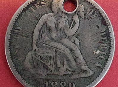 1889  American  Dime 90% Silver coin