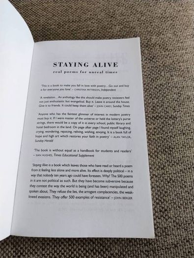Staying Alive real poems for unreal times 2002 edited by Neil Astley in very good condition with no issues FREE STANDARD POSTAGE INCLUDED