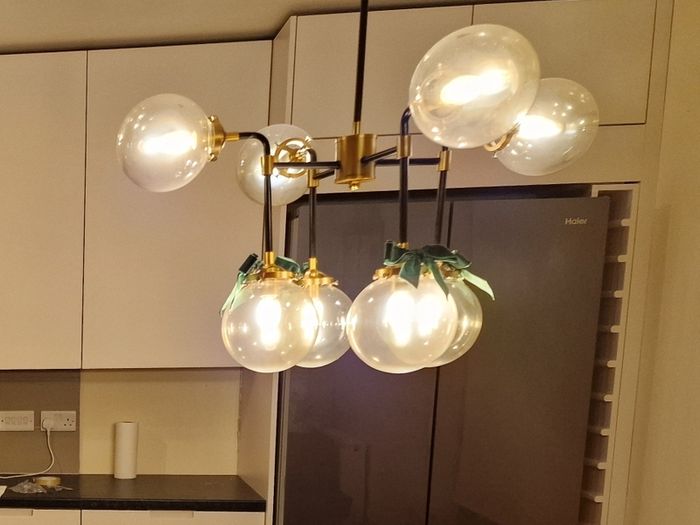 Modern Globe Chandelier Ceiling Light Black  Brass
