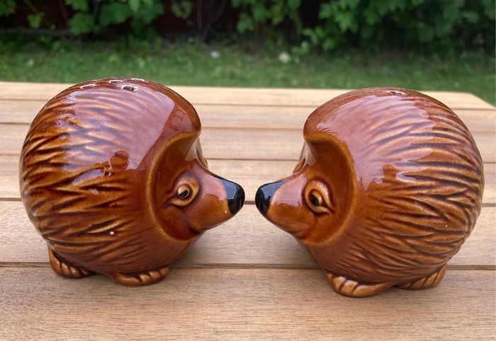 RARE Vintage P.K. Price & Kensington Pottery Salt and Pepper Shakers, Hedgehogs