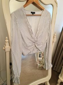 Topshop Smart Pin Stripe Blouse size 10