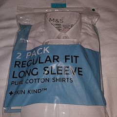 2 M&S white cotton shirts new in package