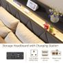 Charging Station,LED Lights, 150x200 cm Heavy Duty Metal Platform Bed Kingsize Image 3
