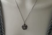 Petitte dark silver tone rose pendant necklace