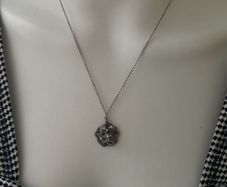 Petitte dark silver tone rose pendant necklace
