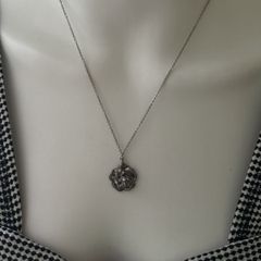Petitte dark silver tone rose pendant necklace