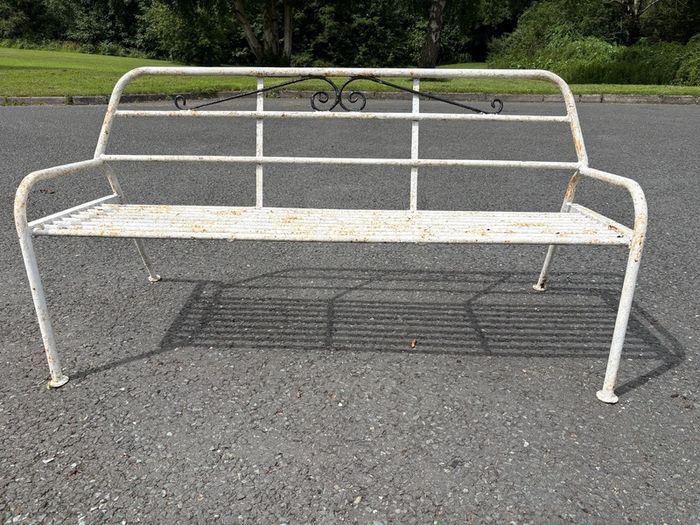 Retro vintage rockabilly tubalar steel garden bench c1950
