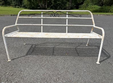 Retro vintage rockabilly tubalar steel garden bench c1950