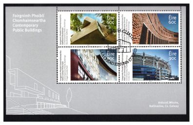 2013 Ireland Contemporary Public Buildings Commemorative Stamps Miniature Sheet used with First Day Cover Cancel
