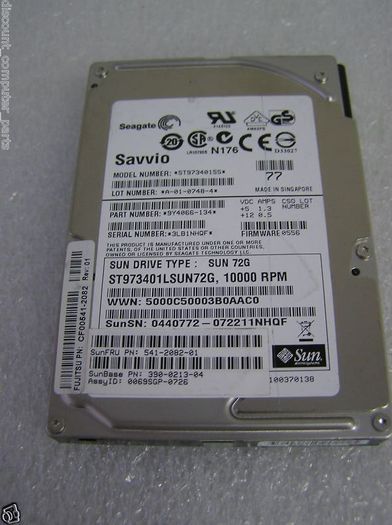 Two Sun 72Gb 2.5" 10k rpm Seagate hard disk drives.