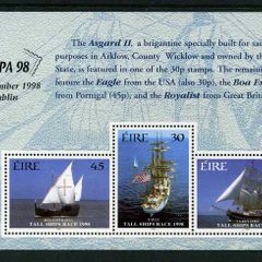 1998 Ireland Stampa Member Souvenir on International Tall Ship Race Commemorative Stamps Booklet Pane Overprinted for Stampa Mint Never Hinged (MNH)