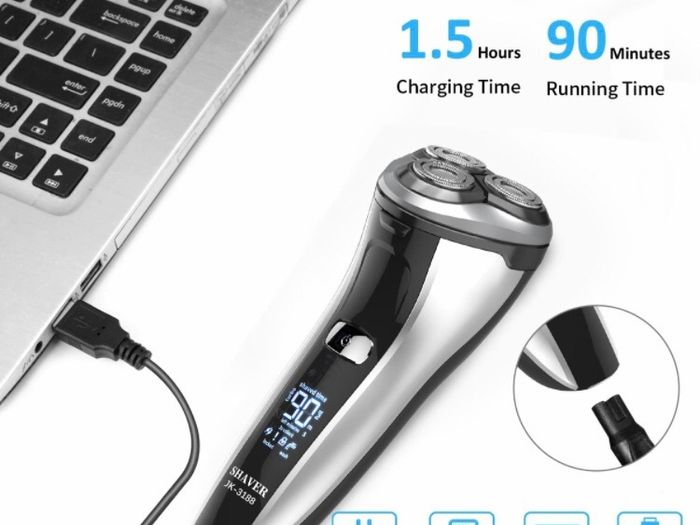 Electric Shavers for Men Cordless Rechargeable,Electric Razor for Men Wet&Dry Waterproof,Mens Shaver with Pop-up Beard Trimmer,Rotary Shaver with LED Display