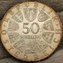 Austria Silver 1971 50 Shillings 80th Anniversary Julius Raab 1891-1964 Stunning Rainbow Toned Obverse Image 4