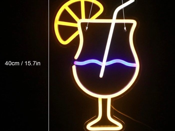 Cocktails Neon Sign for Wall Decor Goblet LED (15.7 inch x 10 inch)