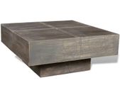 Coffee Table Dark Brown Square Solid Mango Wood