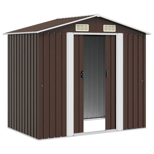 Garden Storage Shed Brown 204x132x186 cm Steel
