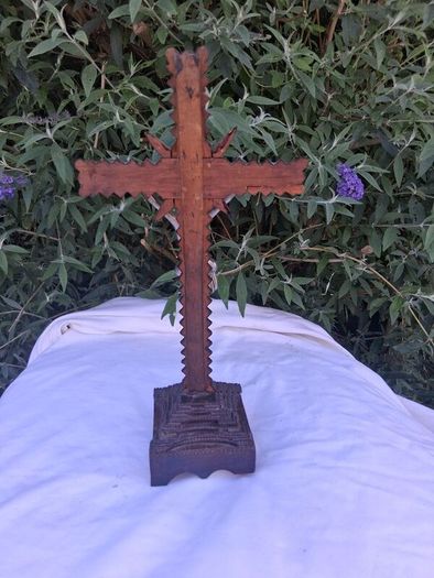 Art Nouveau Tramp Art Crucifix(Possibly WW1)