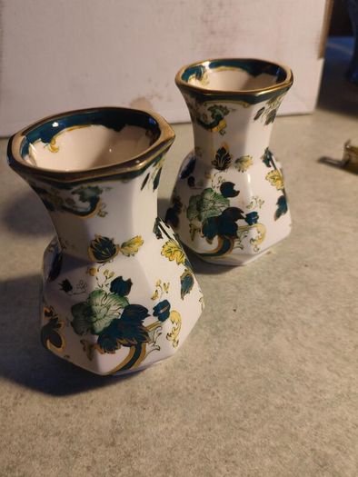 SET OF 2 SMALL Mason Ironstone Green Chartreuse Pattern