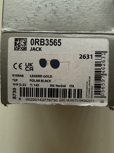 Rayban Jack RB3565 Polarised Sunglasses brand new