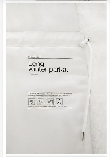Zara Water Repellant Long Puffer Winter Parka Ecru