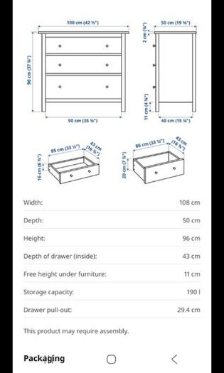 Ikea Hemnes 3 drawer chest of drawers