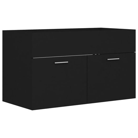 Sink Cabinet with Built-in Basin Black Chipboard