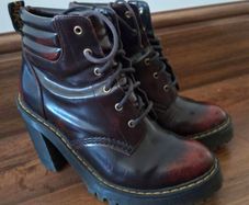 Dr. Martens PERSEPHONE cherry red arcadia leather heeled boots