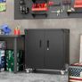 Metal Storage Cabinet with Wheels, Rolling Storage Cabinet with 2 Doors and Adjustable Shelves, Pegboard and 4 Hooks, Suitable for Garage, Home, Office, School, Black Image 2