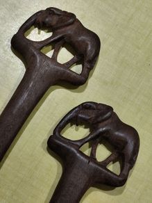 Hand Carved Kenian Wooden Elephant Serving Set