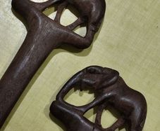 Hand Carved Kenian Wooden Elephant Serving Set