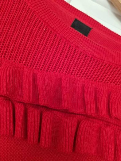 Red jumper Frill detail