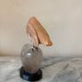 Hand-Carved Gemstone European Robin on Polished Quartz Base Image 7