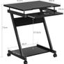 Mobile Computer Desk Z-Shaped with Sliding Keyboard Wood PC Table Laptop Desk Furniture Study Workstation for Home Office, Black, 60 x 48 x 73 cm Image 2