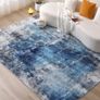Ultra Soft, Short Pile Non-Slip Non-Shedding Abstract Carpet, Stain Resistant Faux Wool for Bedroom Dining Room (Blue 160x230CM Image 3