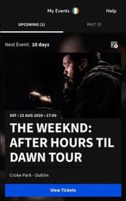 GOLDEN CIRCLE: The weeknd -2 golden circle east tickets- Croke park