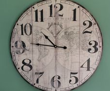 Large Vintage Style World Map Wall Clock 23 inches wide