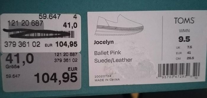 Toms Jocelyn slip-on shoes, size 41