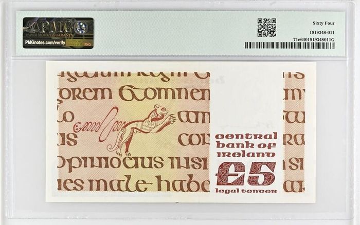 Ireland | 1981 | 5 Pounds | P.71c | Lef 787326 | Pmg Graded | Unc