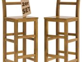 Set of 2 Natural Acacia Wood Bar Stools with Backrest  Perfect for Kitchen, Bar, or Garden