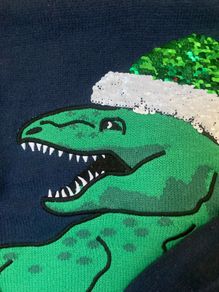 Dinosaur Christmas Jumper with flippy sequins