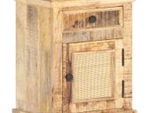 Bed Cabinet 40x30x50 cm Solid Mango Wood and Natural Cane