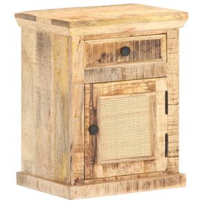 Bed Cabinet 40x30x50 cm Solid Mango Wood and Natural Cane