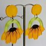 Open Arch Upside Down Yellow Sunflower Drop Earrings Image 9
