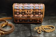 Tory Burch Britten Leather Woven Convertible Crossbody Handbag
