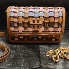 Tory Burch Britten Leather Woven Convertible Crossbody Handbag