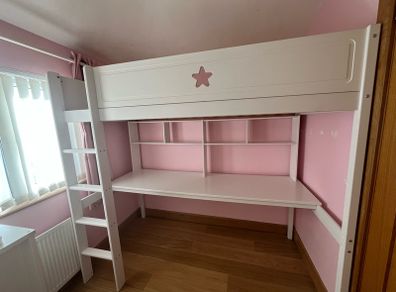 Habitat High Sleeper Bed, Desk, Shelves and Trofast