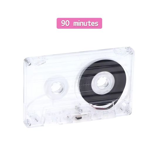 90 Minutes Standard Cassette Clear Blank Tape Player With Magnetic Audio Tape Clear Storage Box For Speech Music Recording