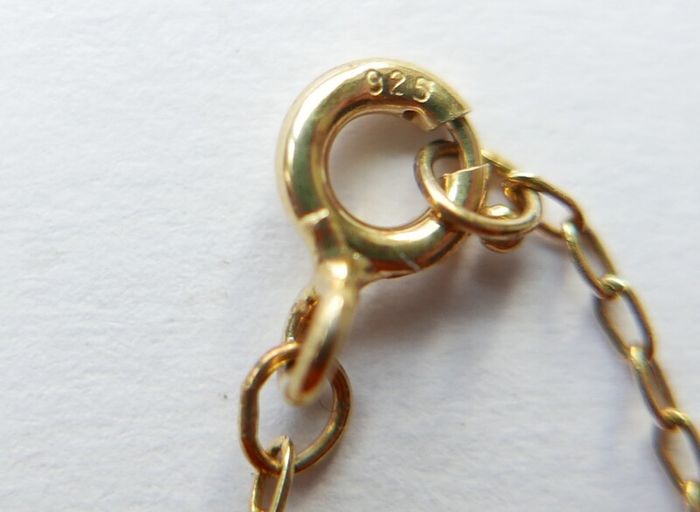 Vintage Sterling Silver 925 Gold Plated Chain with Pendant , length 20" - 2,8g